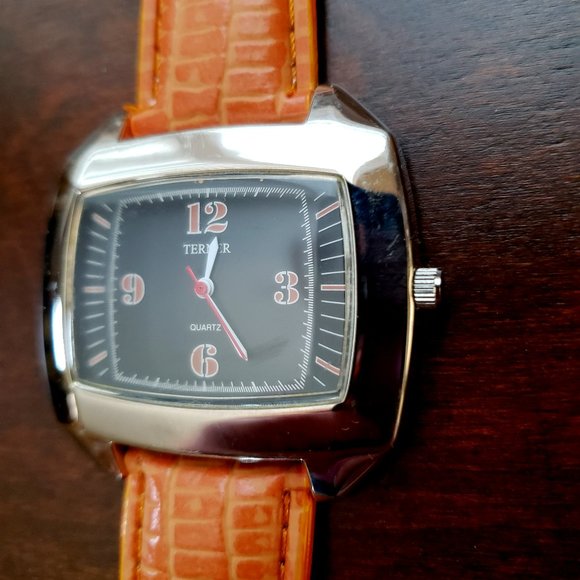 Bijoux Terner Orange Black Face Orange Leather Band Quartz Unisex Wrist Watch - Picture 3 of 8